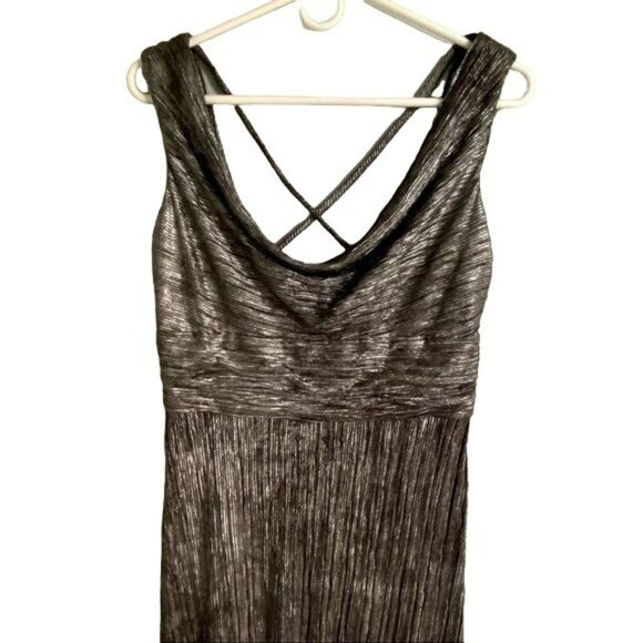 Donna Ricco Sleeveless Maxi Dress Silver Size 8 NEW with Tags - Picture 7 of 14